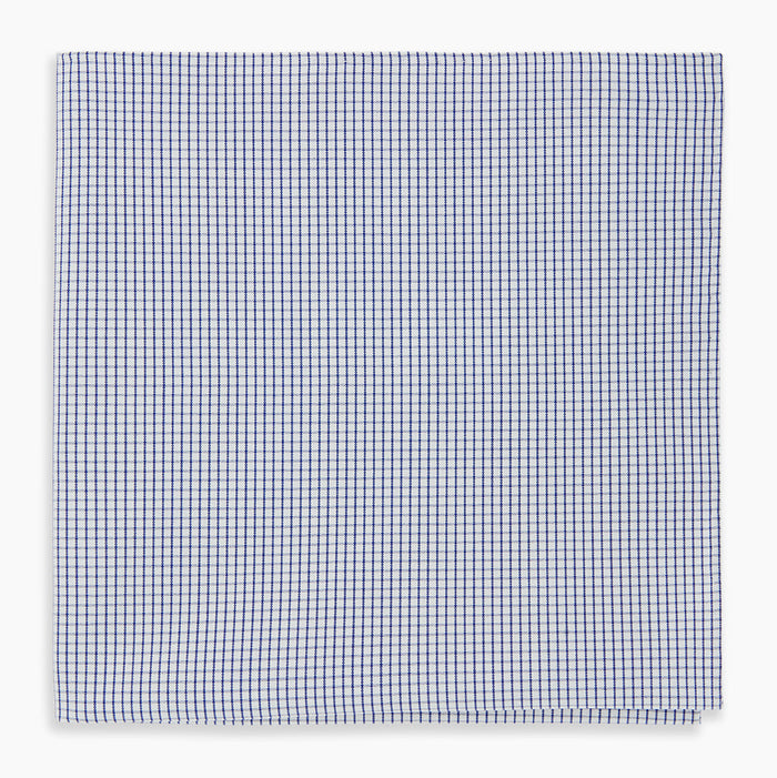 Hand Rolled Navy Graph Check Handkerchief Image 4