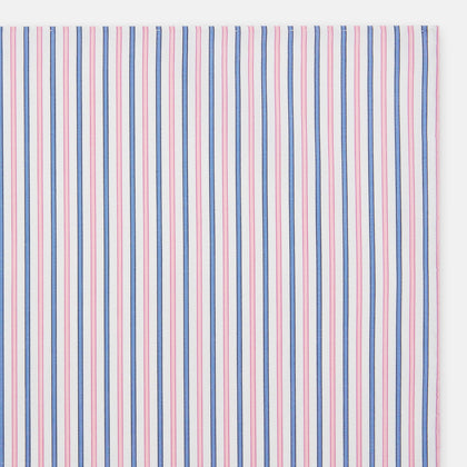 Hand Rolled Pink and Blue Track Stripe Handkerchief Image 1