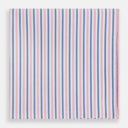 Hand Rolled Pink and Blue Track Stripe Handkerchief