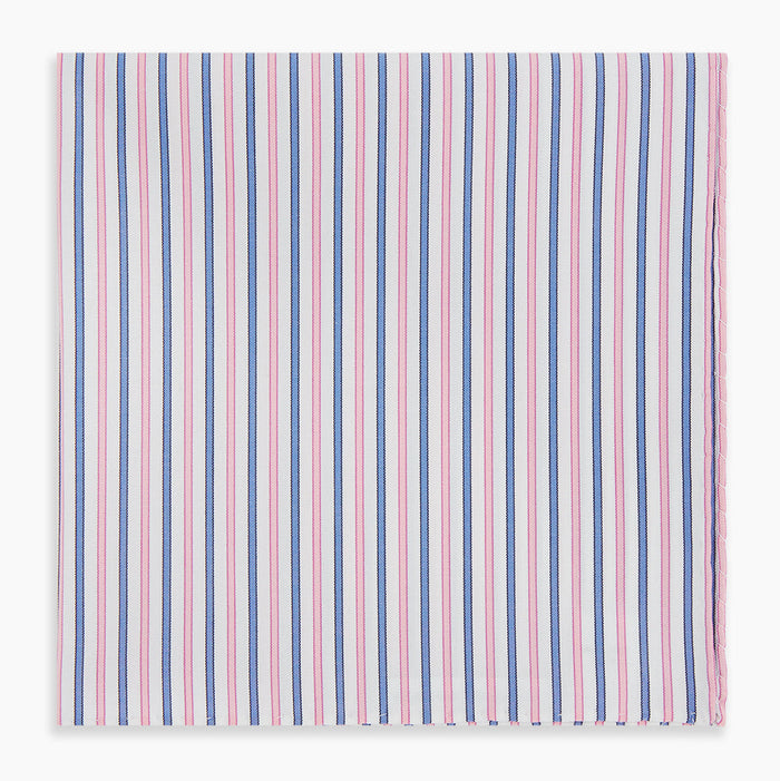 Hand Rolled Pink and Blue Track Stripe Handkerchief Image 4