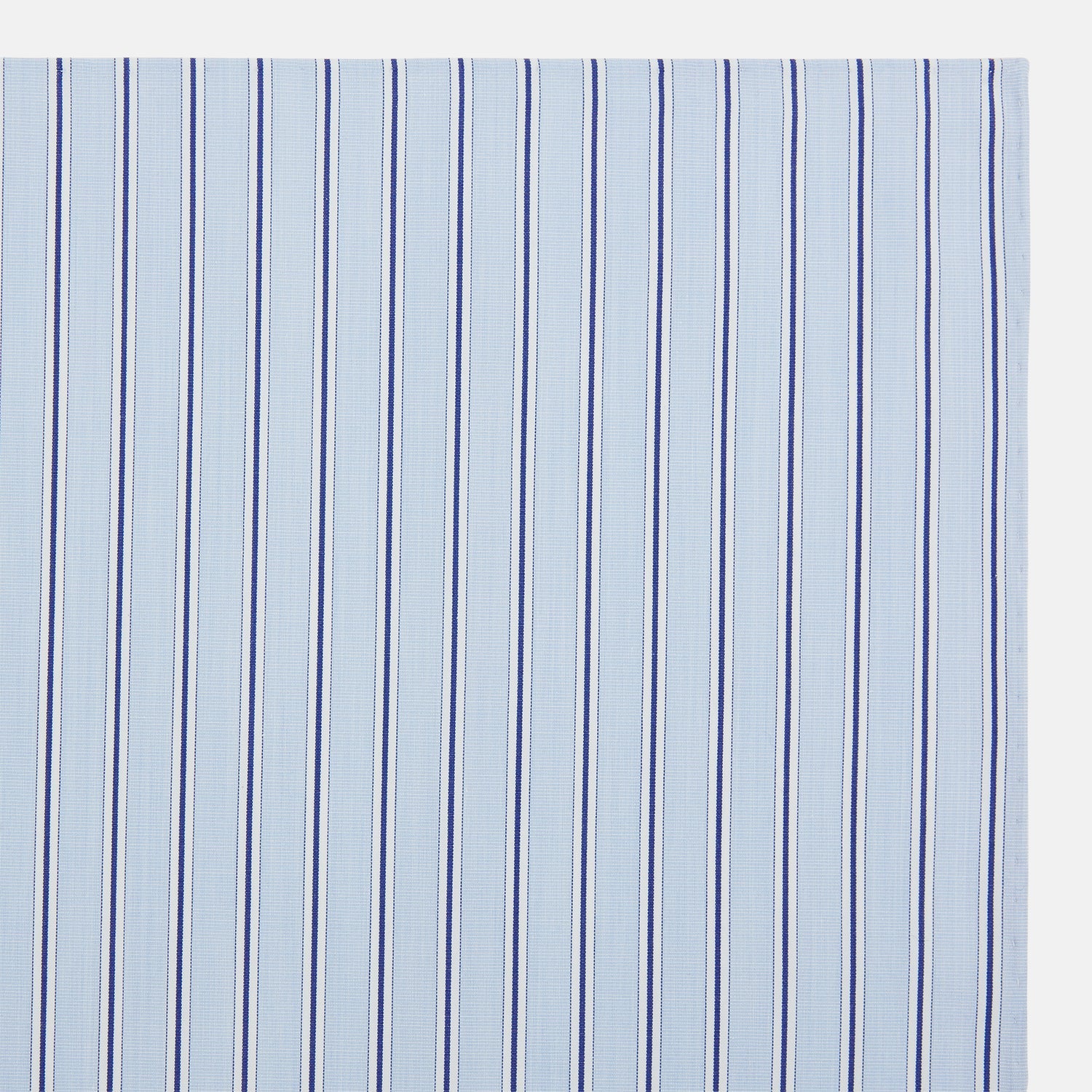 View 2 of product The Turnbull & Asser Hand Rolled Blue Multi Stripe Handkerchief features evenly spaced thin navy stripes—a stylish formal accessory for any occasion.