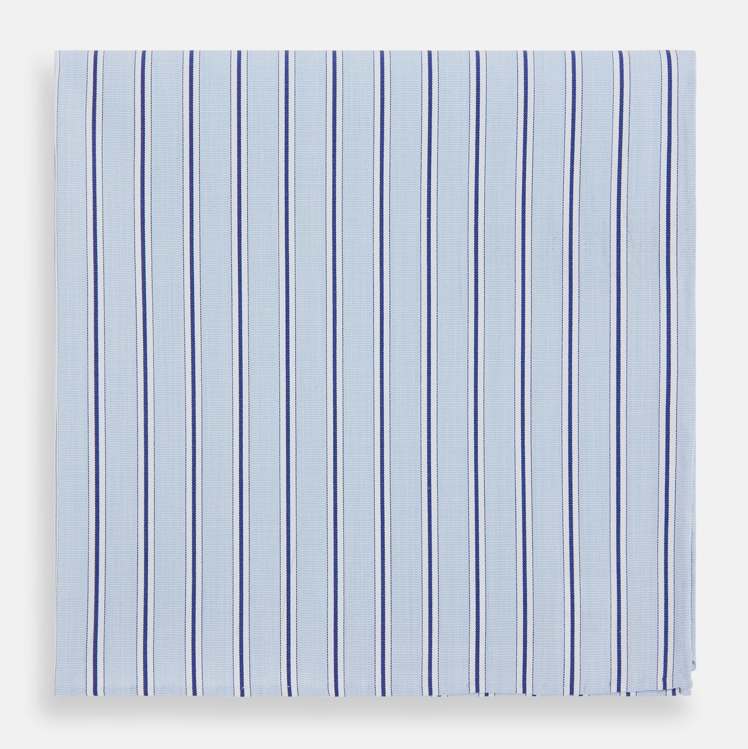 View 1 of product The Turnbull & Asser Hand Rolled Blue Multi Stripe Handkerchief features evenly spaced thin navy stripes—a stylish formal accessory for any occasion.