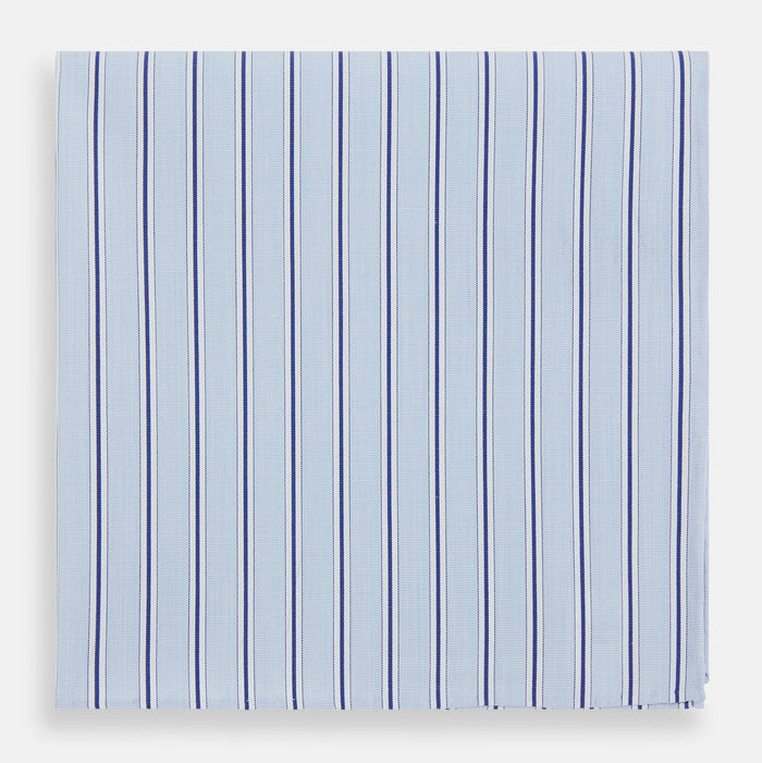 Hand Rolled Blue Multi Stripe Handkerchief