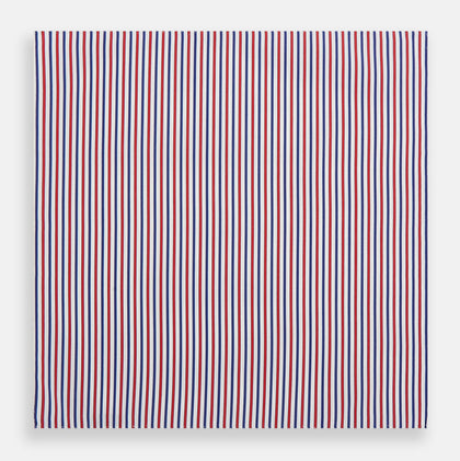 Hand Rolled Red and Blue Track Stripe Handkerchief Image 2