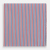 View 1 of product The Hand Rolled Red and Blue Track Stripe Handkerchief by Turnbull & Asser features vertical red, blue, and white stripes—a refined cotton accessory with a visible seam, ideal for formal occasions.