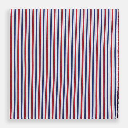 Hand Rolled Red and Blue Track Stripe Handkerchief