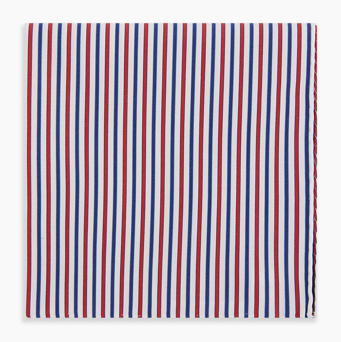 Hand Rolled Red and Blue Track Stripe Handkerchief Image 4