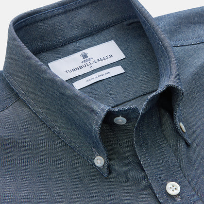 Blue Chambray Weekend Fit Nevis Cotton Shirt With Dorset Collar And 1-Button Cuffs Image 1