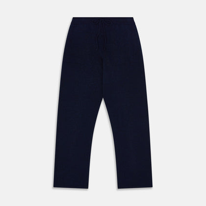 Navy Cashmere Knitted Traditional Pyjama Set Image 4