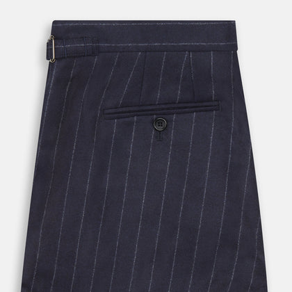 Navy Pinstripe Henry Trousers Image 3