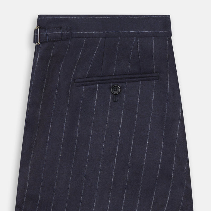 Navy Pinstripe Henry Trousers Image 3