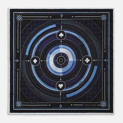 Casino Royale Midnight Blue Target Pocket Square in Silk