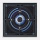 Presenting the Casino Royale Midnight Blue Target Pocket Square in Silk from Turnbull & Asser UK—a luxurious silk square scarf adorned with concentric circles in rich midnight blue and black, accented by playing card suit symbols (spade, diamond, club, heart) at each cardinal point and striking geometric patterns in the corners. This elegant accessory is perfect for adding a touch of sophisticated intrigue to your ensemble.