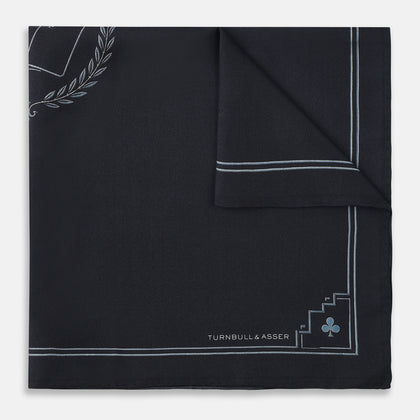 Casino Royale Midnight Blue Crest Pocket Square in Silk Image 3
