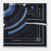 View 4 of product Presenting the Casino Royale Midnight Blue Target Pocket Square in Silk from Turnbull & Asser UK—a luxurious silk square scarf adorned with concentric circles in rich midnight blue and black, accented by playing card suit symbols (spade, diamond, club, heart) at each cardinal point and striking geometric patterns in the corners. This elegant accessory is perfect for adding a touch of sophisticated intrigue to your ensemble.