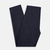 View 5 of product The Casino Royale Midnight Blue Tuxedo Trousers in Wool by Turnbull & Asser UK are shown from the back, expertly crafted from virgin wool in a signature tuxedo style, featuring two buttoned back pockets and adjustable side tabs at the waistband.