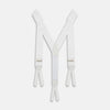 View 1 of product Turnbull & Asser White Adjustable Formal Braces in white moire with adjustable silver metal hardware and light-colored leather ends.
