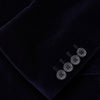 View 3 of product The Turnbull & Asser Navy Velvet Jacket features a classic fit, single-breasted style, notched lapels, two flap pockets, chest pocket, and single button closure. Made in Italy; shown on a plain white background.