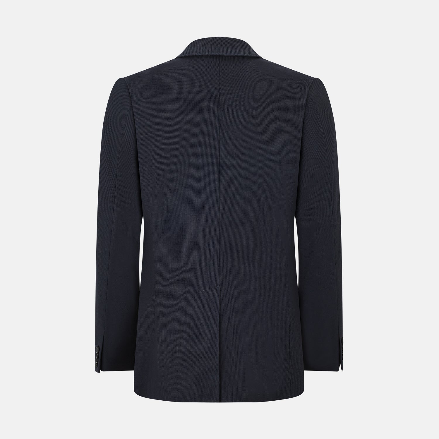 View 3 of product The Charcoal Knitted London Blazer by Turnbull & Asser is a men's single-breasted formal jacket with two buttons, notched lapels, and two front patch pockets, shown against a plain white background.