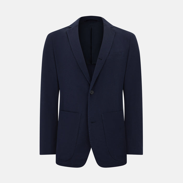 Navy Silk & Cotton Bath Blazer