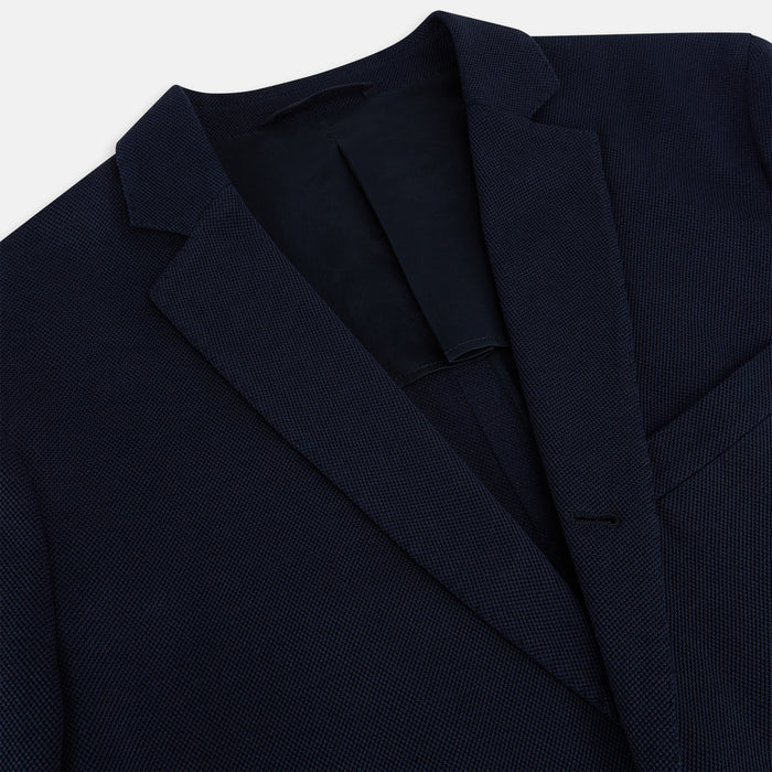 Navy Silk & Cotton Bath Blazer Image 1