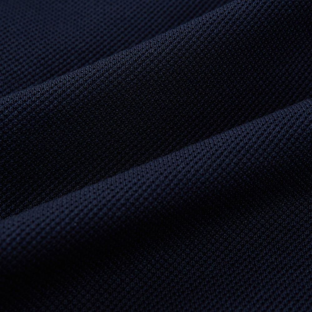 The Turnbull & Asser UK Navy Silk & Cotton Bath Blazer for men features notch lapels, two front pockets, a chest pocket, and a single-breasted button closure, crafted with refined Italian tailoring and shown on a white background.