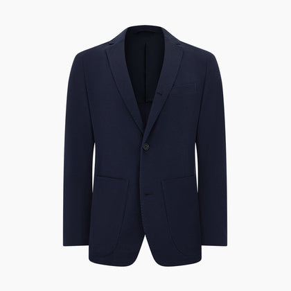 Navy Silk & Cotton Bath Blazer Image 5