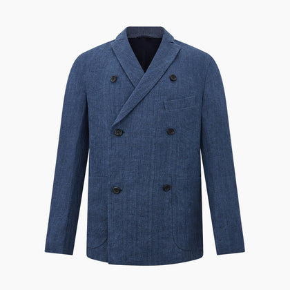 Henley Denim Blazer in Linen Image 5