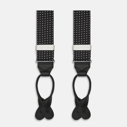 Black & White Small Spot Adjustable Silk Braces