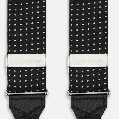 Black & White Small Spot Adjustable Silk Braces Image 1