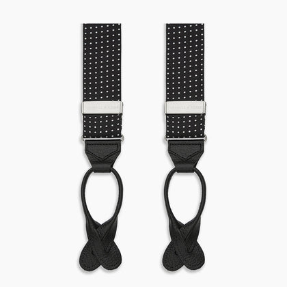 Black & White Small Spot Adjustable Silk Braces Image 2