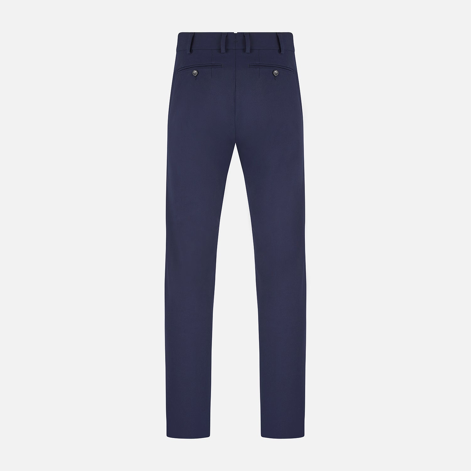 View 3 of product The Navy Blue James Trouser by Turnbull & Asser features a tailored straight-leg cut, flat front, belt loops, and button closure, shown on a plain white background for an elegant and versatile look.
