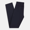View 5 of product The Navy Blue James Trouser by Turnbull & Asser features a tailored straight-leg cut, flat front, belt loops, and button closure, shown on a plain white background for an elegant and versatile look.