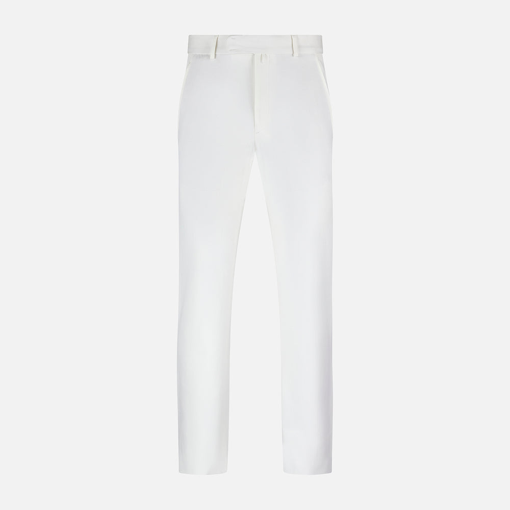 The Off White James Trouser by Turnbull & Asser is a straight fit pair with belt loops and side pockets, crafted from Italian cotton, shown against a plain light background.