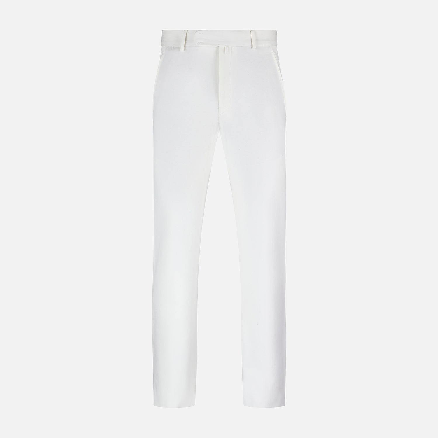 View 1 of product The Off White James Trouser by Turnbull & Asser is a straight fit pair with belt loops and side pockets, crafted from Italian cotton, shown against a plain light background.