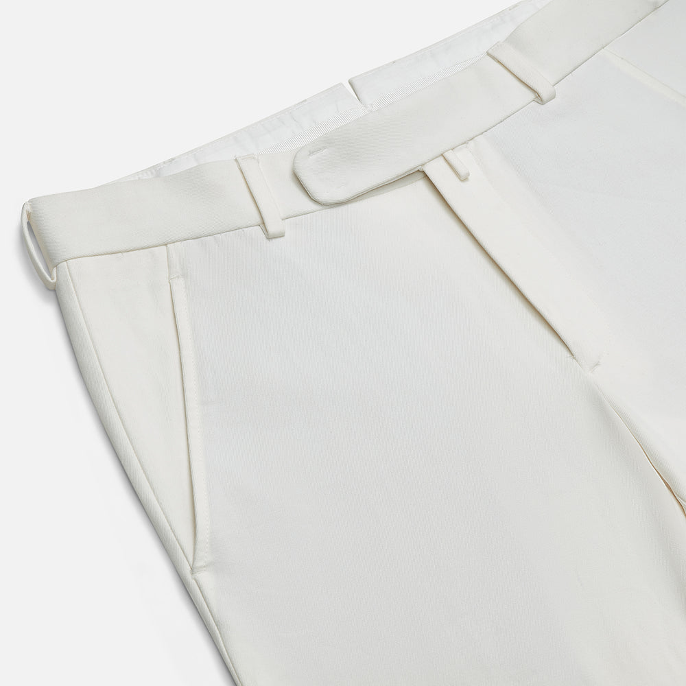 The Off White James Trouser by Turnbull & Asser is a straight fit pair with belt loops and side pockets, crafted from Italian cotton, shown against a plain light background.