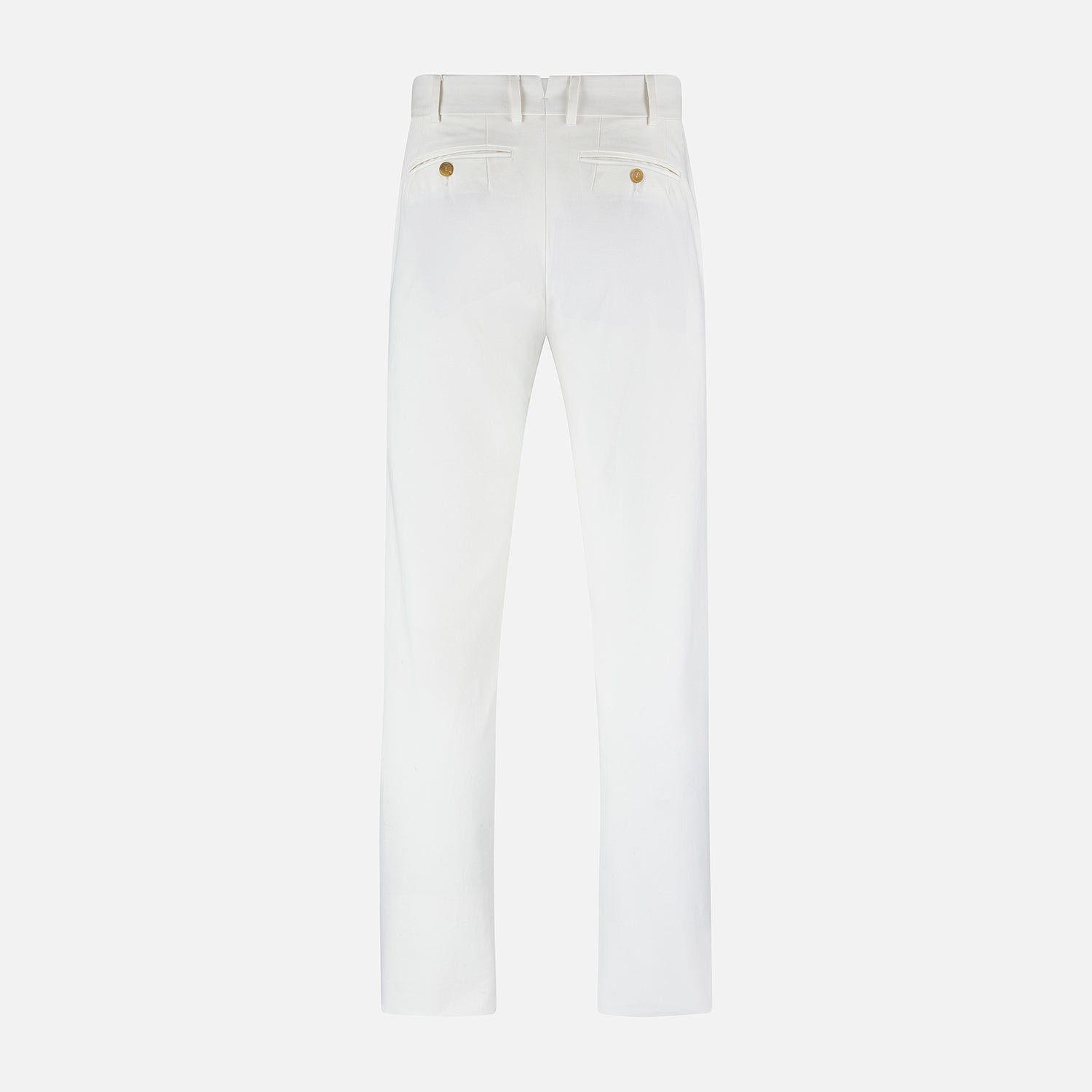 View 3 of product The Off White James Trouser by Turnbull & Asser is a straight fit pair with belt loops and side pockets, crafted from Italian cotton, shown against a plain light background.