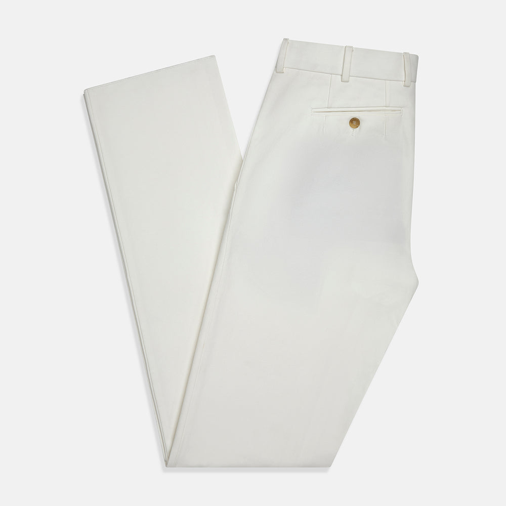The Off White James Trouser by Turnbull & Asser is a straight fit pair with belt loops and side pockets, crafted from Italian cotton, shown against a plain light background.