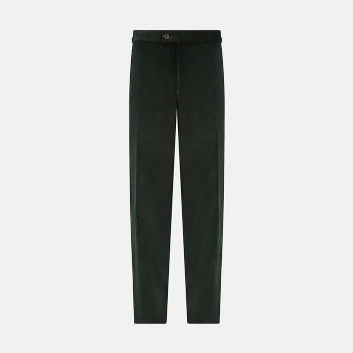 Dark Green Corduroy Henry Trousers Image 3