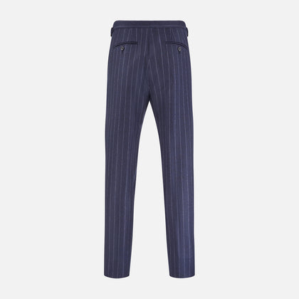 Navy Pinstripe Henry Trousers Image 2