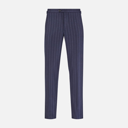 Navy Pinstripe Henry Trousers Image 6