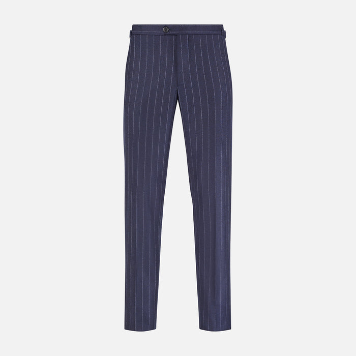 Navy Pinstripe Henry Trousers Image 6