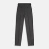 View 5 of product Turnbull & Asser Grey Henry Trousers—luxurious wool-cashmere blend with button and zipper closure, front pleats, side pockets, and straight legs—shown on a white background.