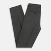 View 4 of product Turnbull & Asser Grey Henry Trousers—luxurious wool-cashmere blend with button and zipper closure, front pleats, side pockets, and straight legs—shown on a white background.