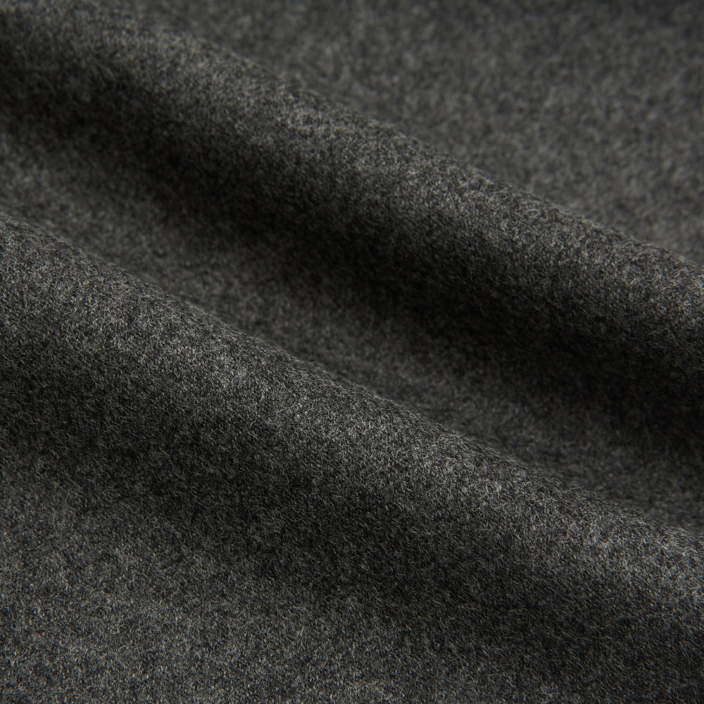 Turnbull & Asser Grey Henry Trousers—luxurious wool-cashmere blend with button and zipper closure, front pleats, side pockets, and straight legs—shown on a white background.