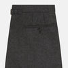 View 3 of product Turnbull & Asser's Dark Grey Henry Trousers are tailored, straight-leg trousers in a luxurious wool-cashmere blend with button and zip closure, belt loops, and front pleats, shown against a white background.