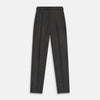 View 1 of product Turnbull & Asser's Dark Grey Henry Trousers are tailored, straight-leg trousers in a luxurious wool-cashmere blend with button and zip closure, belt loops, and front pleats, shown against a white background.