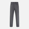 View 3 of product The Turnbull & Asser Charcoal Rupert Trousers, crafted from wool and cashmere with belt loops, button closure, and a slim tailored fit, are shown against a plain white background.