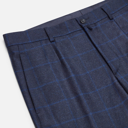 Blue Checked Navy Rupert Trousers Image 1