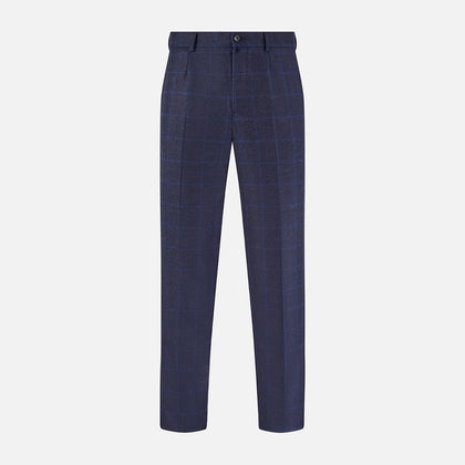 Blue Checked Navy Rupert Trousers Image 6